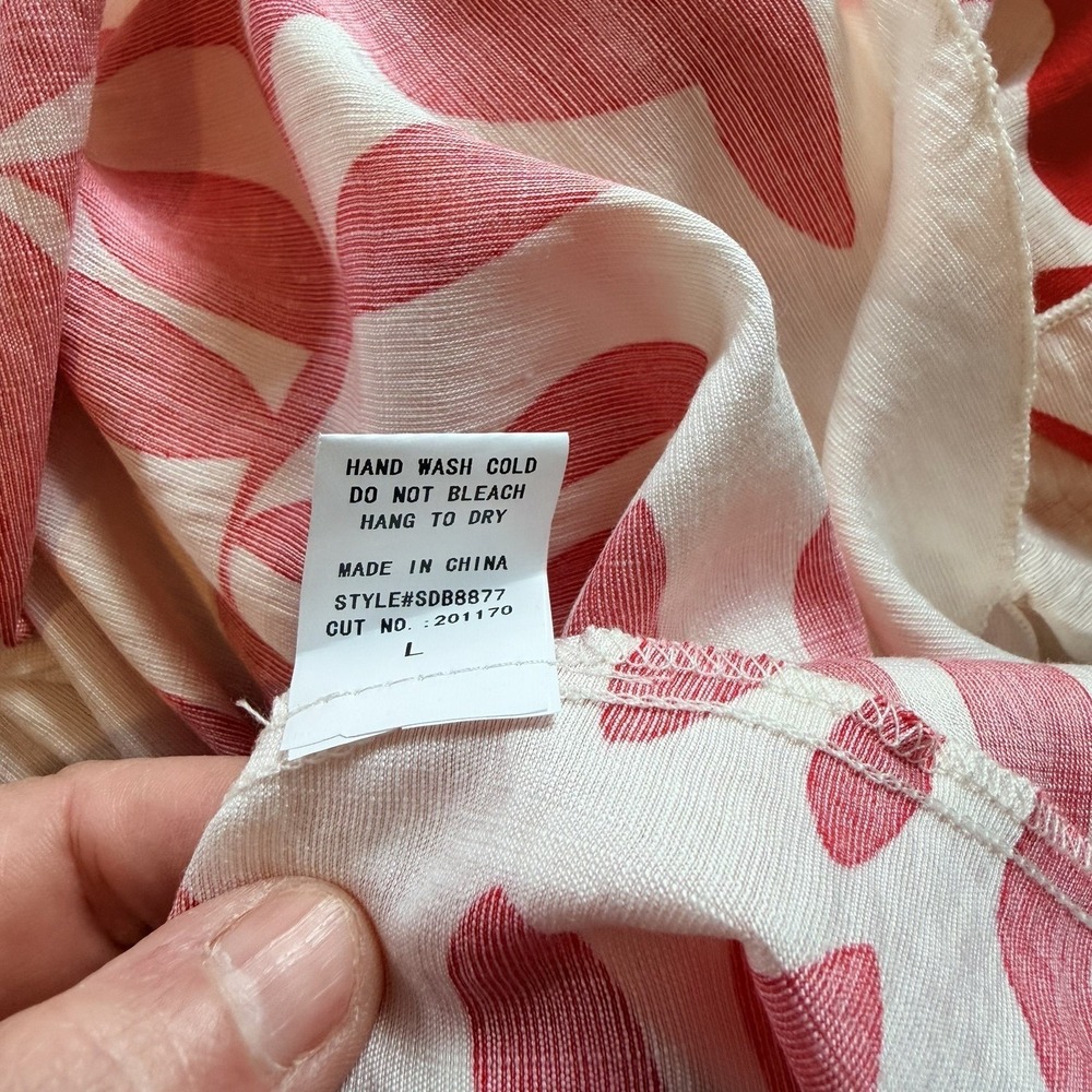 NWT Ember Women's Red & Cream Leaf Print Ruffle Sleeveless Sundress Size Large - Picture 12 of 12
